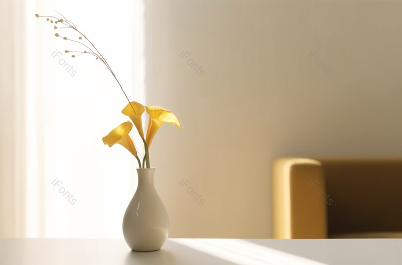 客厅沙发花瓶马蹄莲阳光照射特写拍摄,高清,摄影图,摄影图片,图片大全,摄影图免费下载